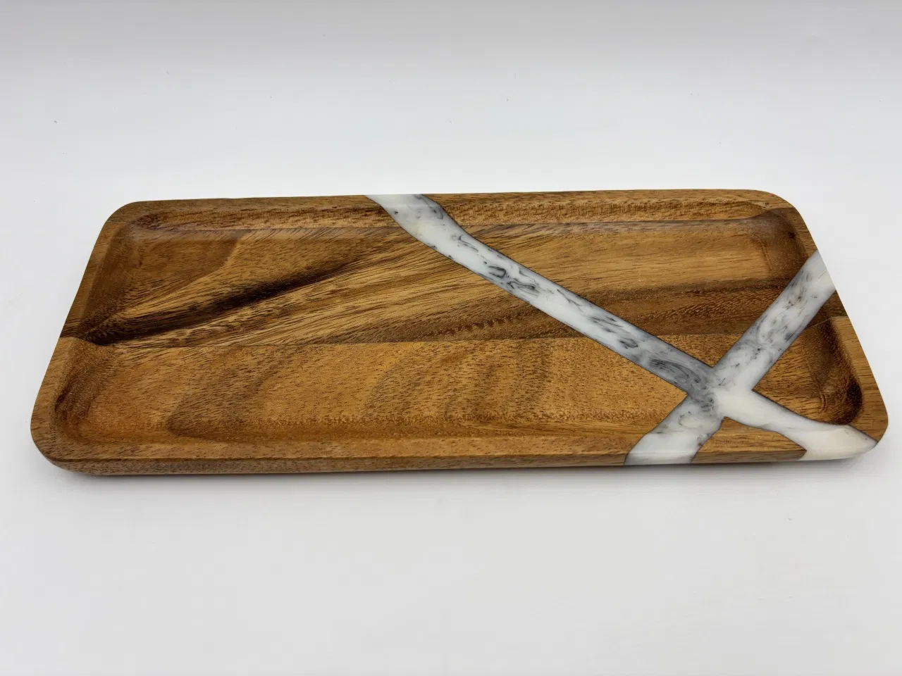 New Design Acacia Wood and Resin Oblong Serving Platter