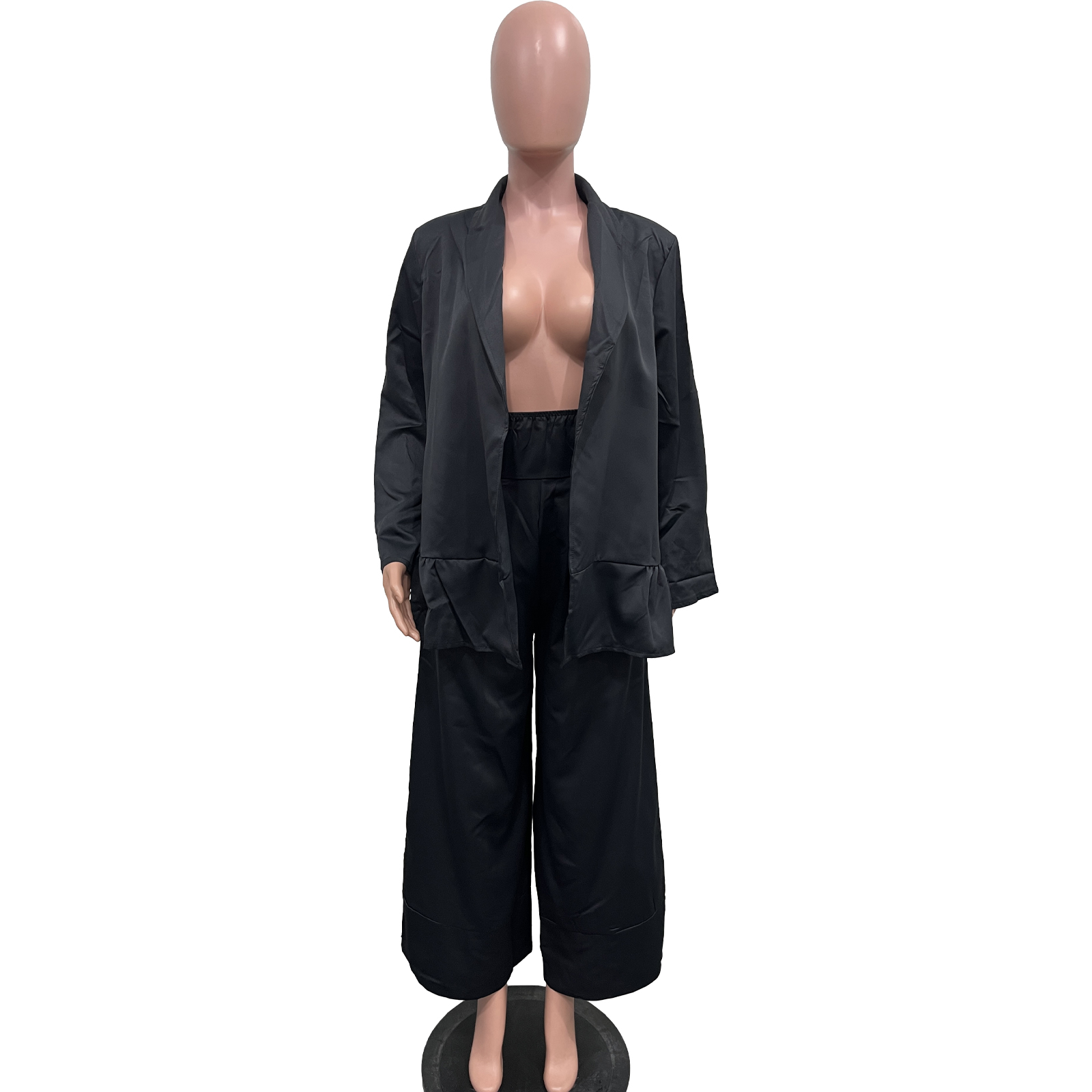 Комплект женский куртка с оборками и брюки с высокой талией