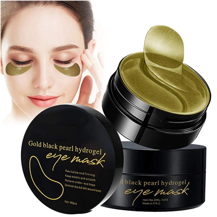 Private Custom Gold Black Pearl Hydrogel Anti-Wrinkle Gel Pads Collagen Eye Mask