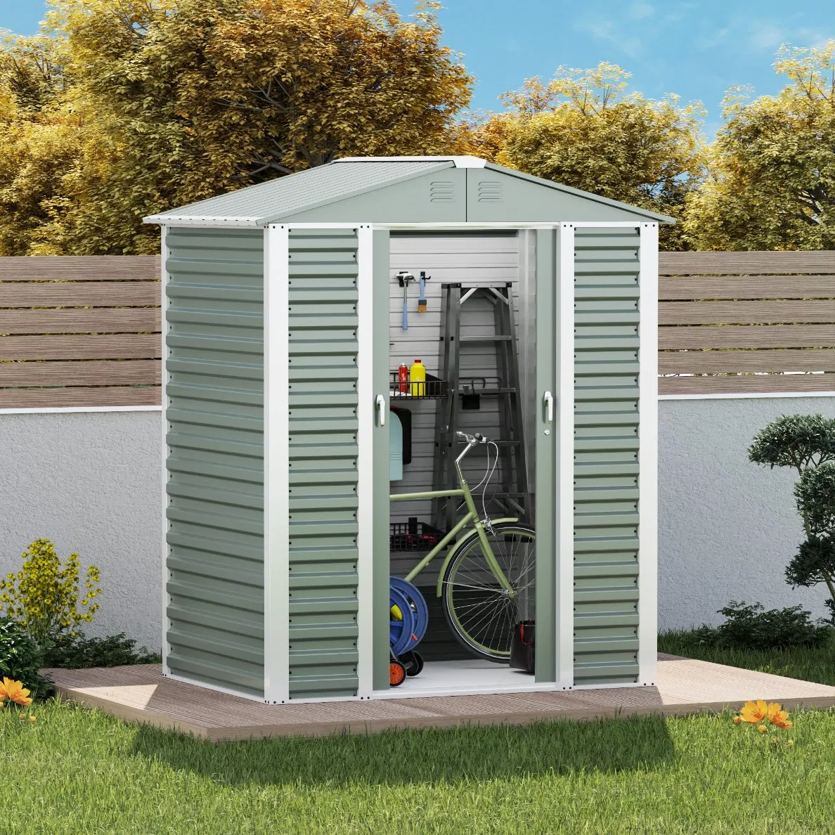 Outdoor Tool Shed Backyard Garden Steel Metal Storage Sheds Car Garages Shed