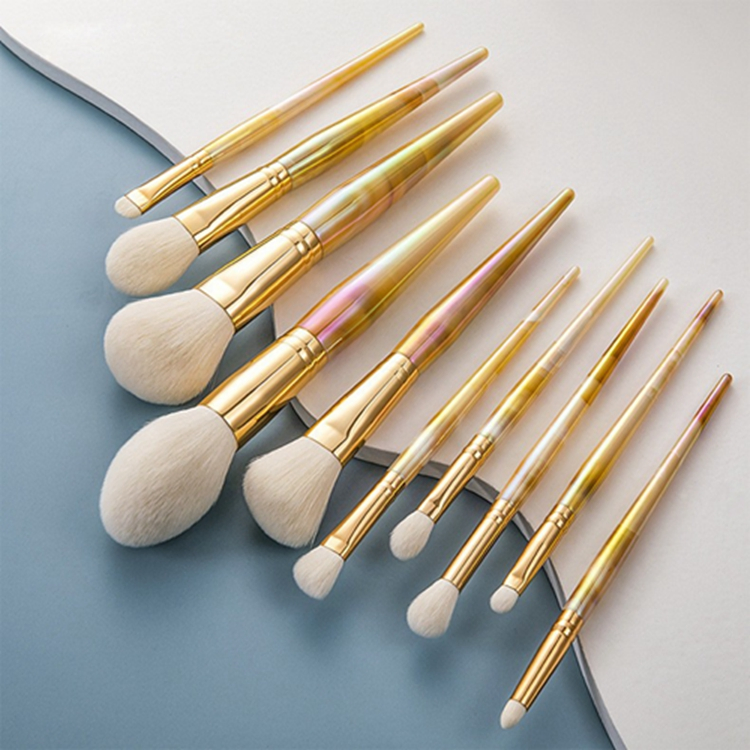 New Arrival Marble Handle Rose Gold 10PCS Natural Hair Professional Makeup Brushes Set Cosmetic Tool