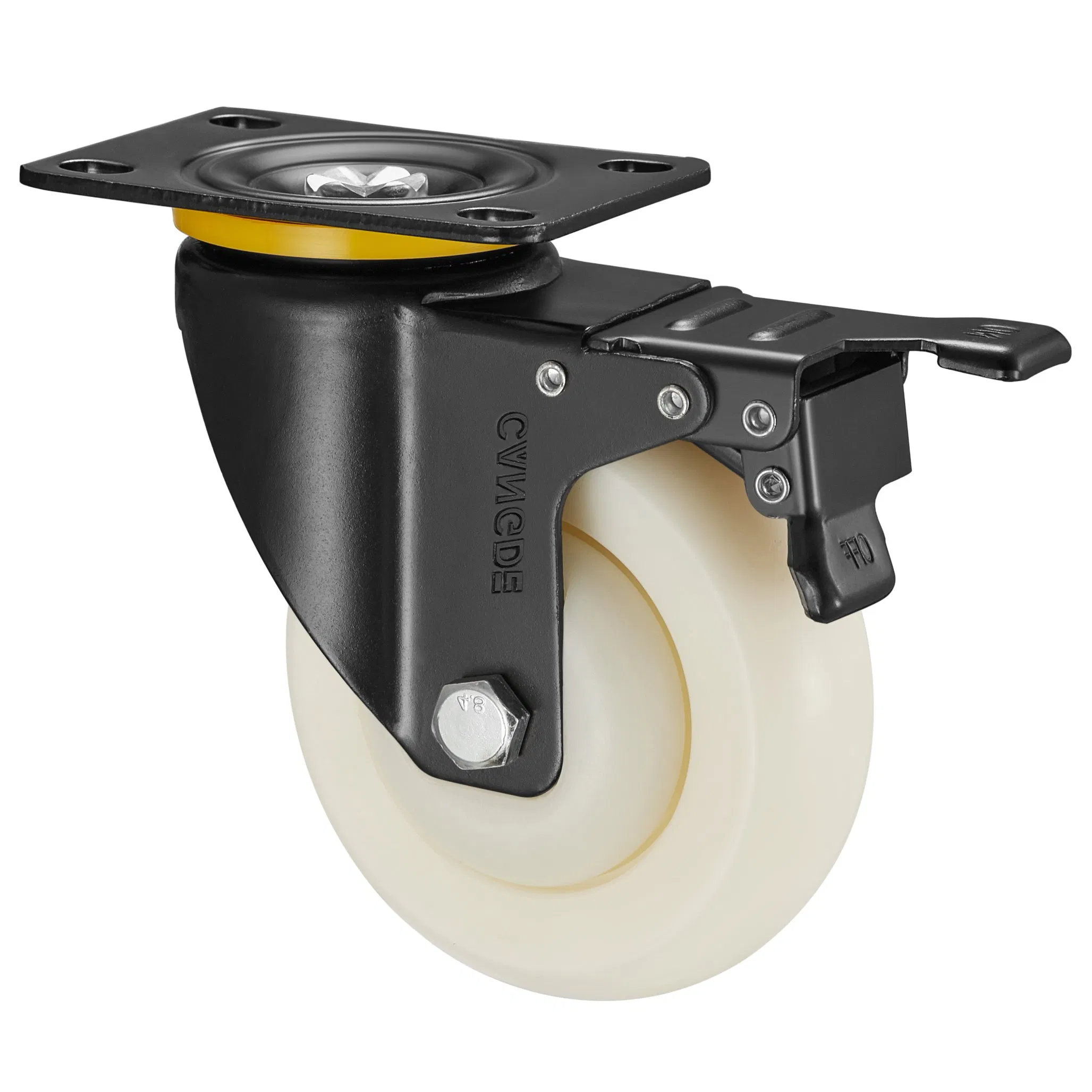 High-Strength White PP Swivel Caster, Medium Duty, Handles Debris & Rough Floors