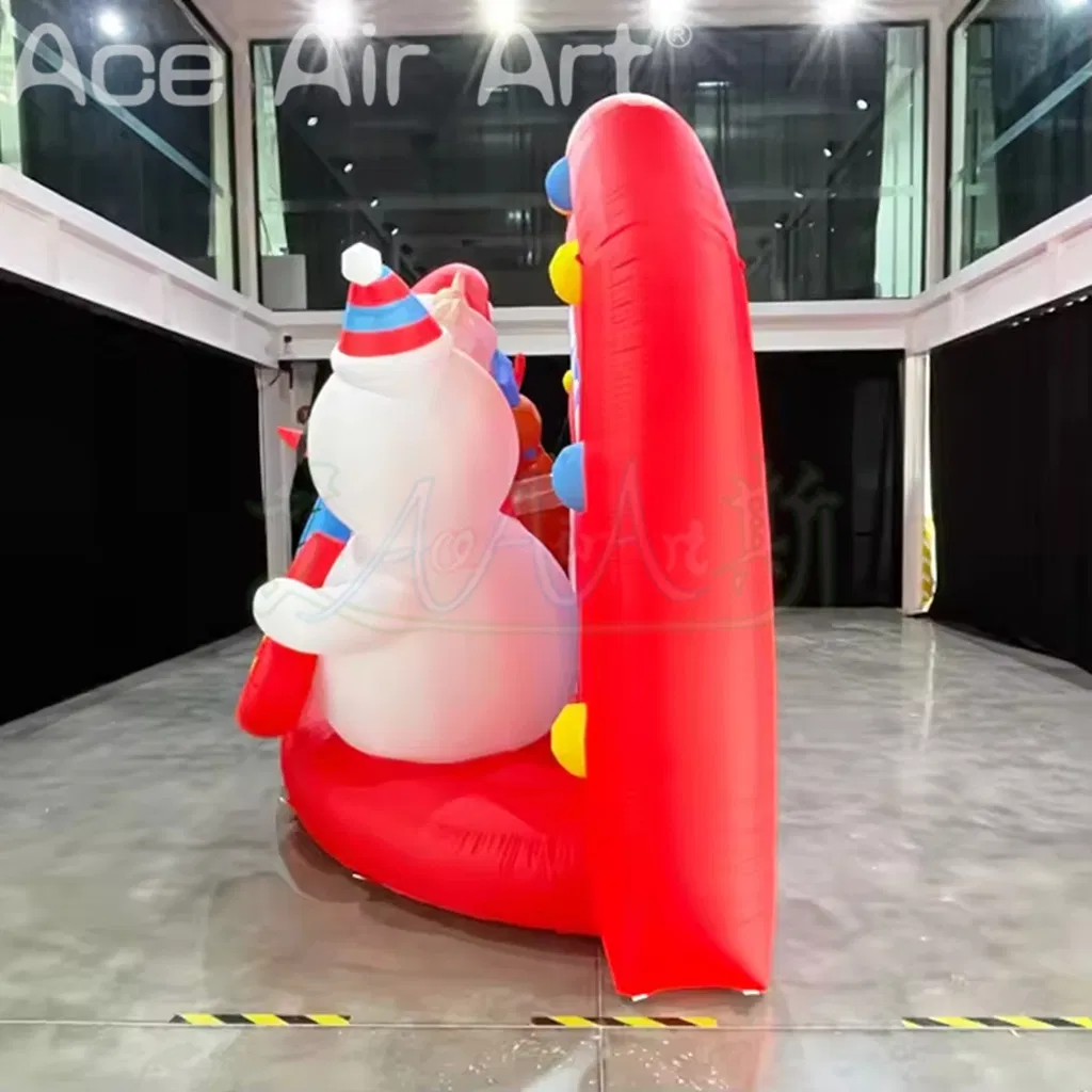 Inflatable Rock Stage with Cool Santa Playing Guitar Snowman and Music Reindeer Christmas Band Show