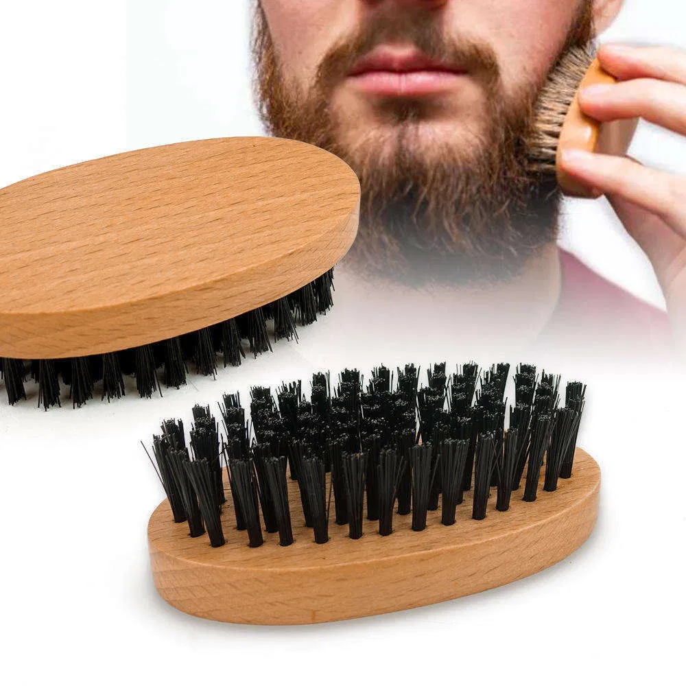 Private Label Bamboo Wooden Boar Bristle Beard Shaving Brush and Comb Set for Men Wholesale Custom Logo Beard Brush and Comb Kit