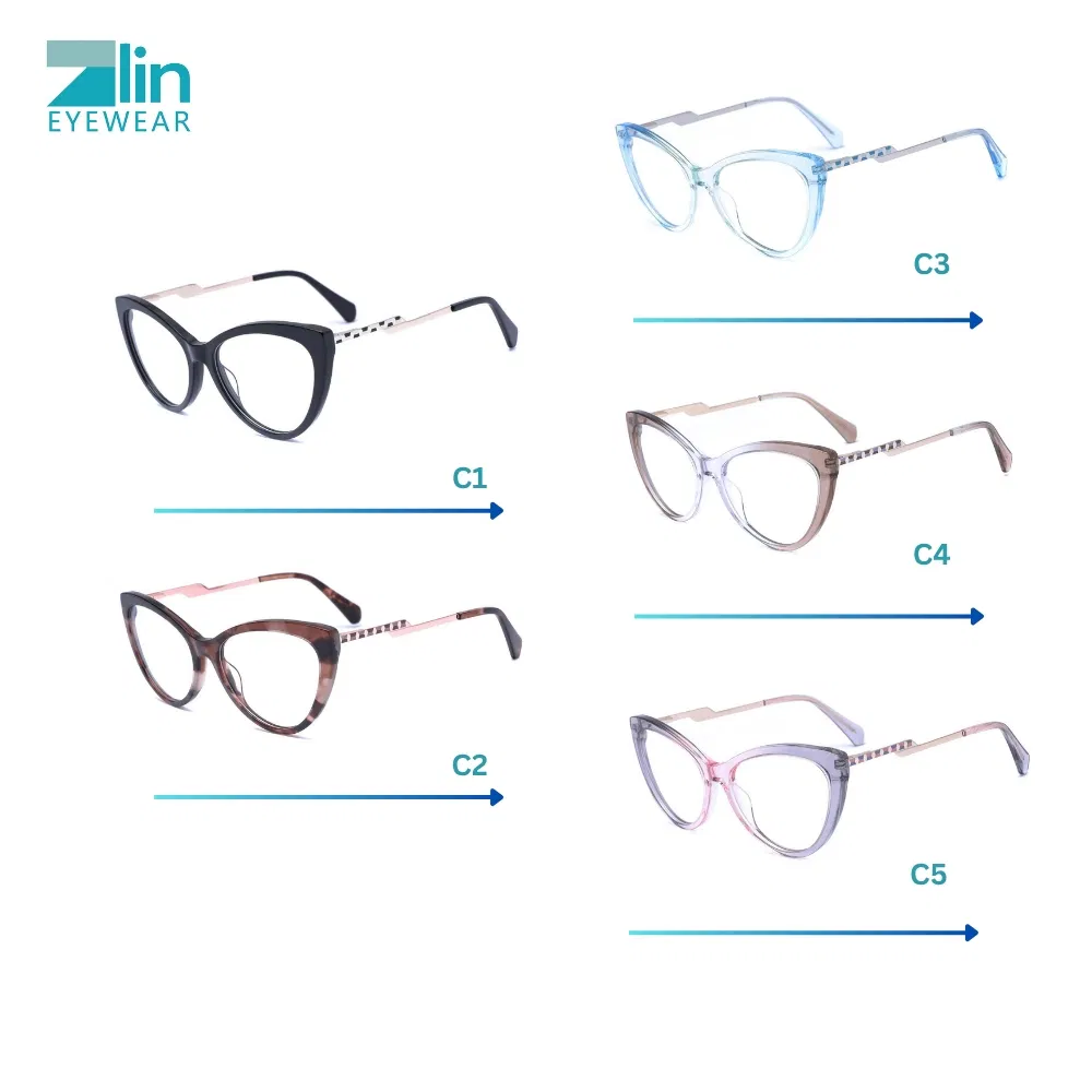Factory Wholesale Cat Eye Optical Frame Women Eyewear Acetate Oculos