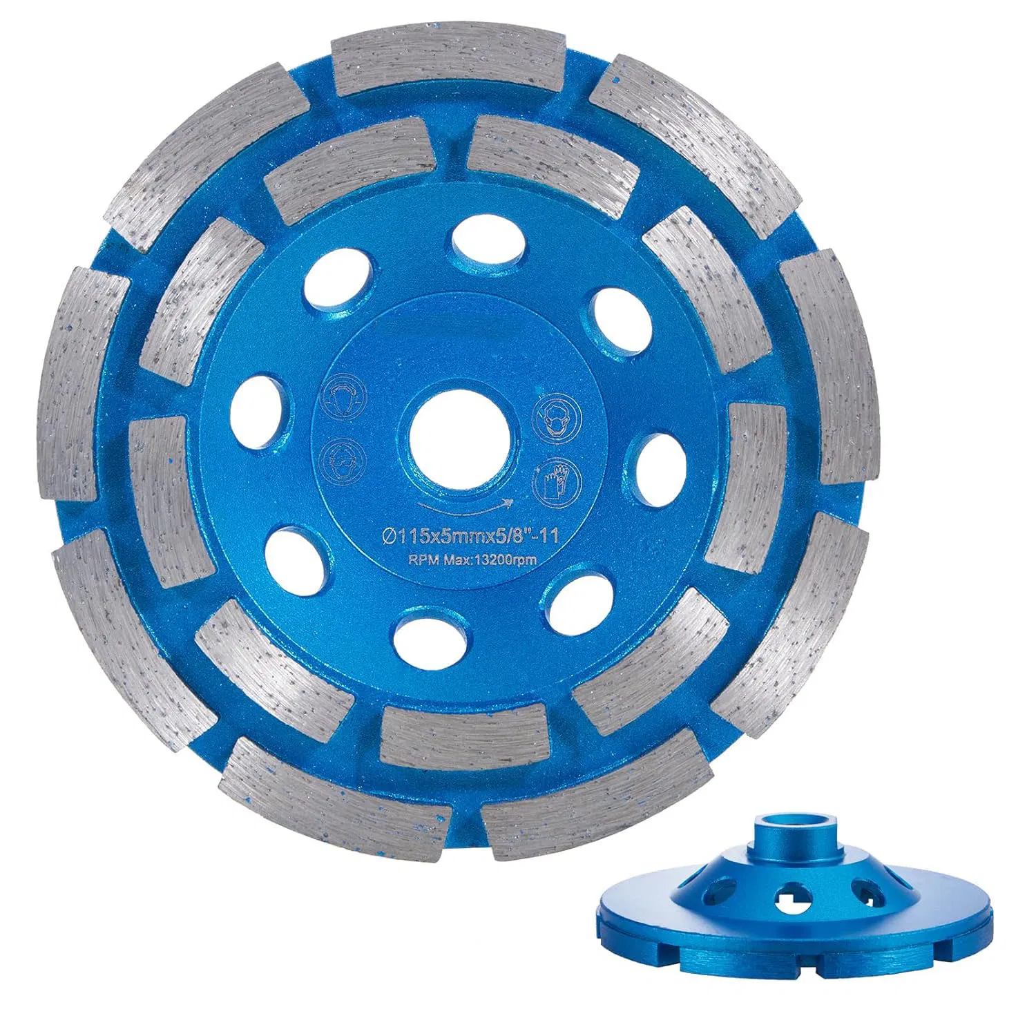 4-1/2 Inch Double Row Diamond Grinding Cup Wheel for Concrete Granite Marble Masonry Brick Fits 7/8 Inch Arbor Diamond Abrasive Wheel for Epoxy Resin Floor