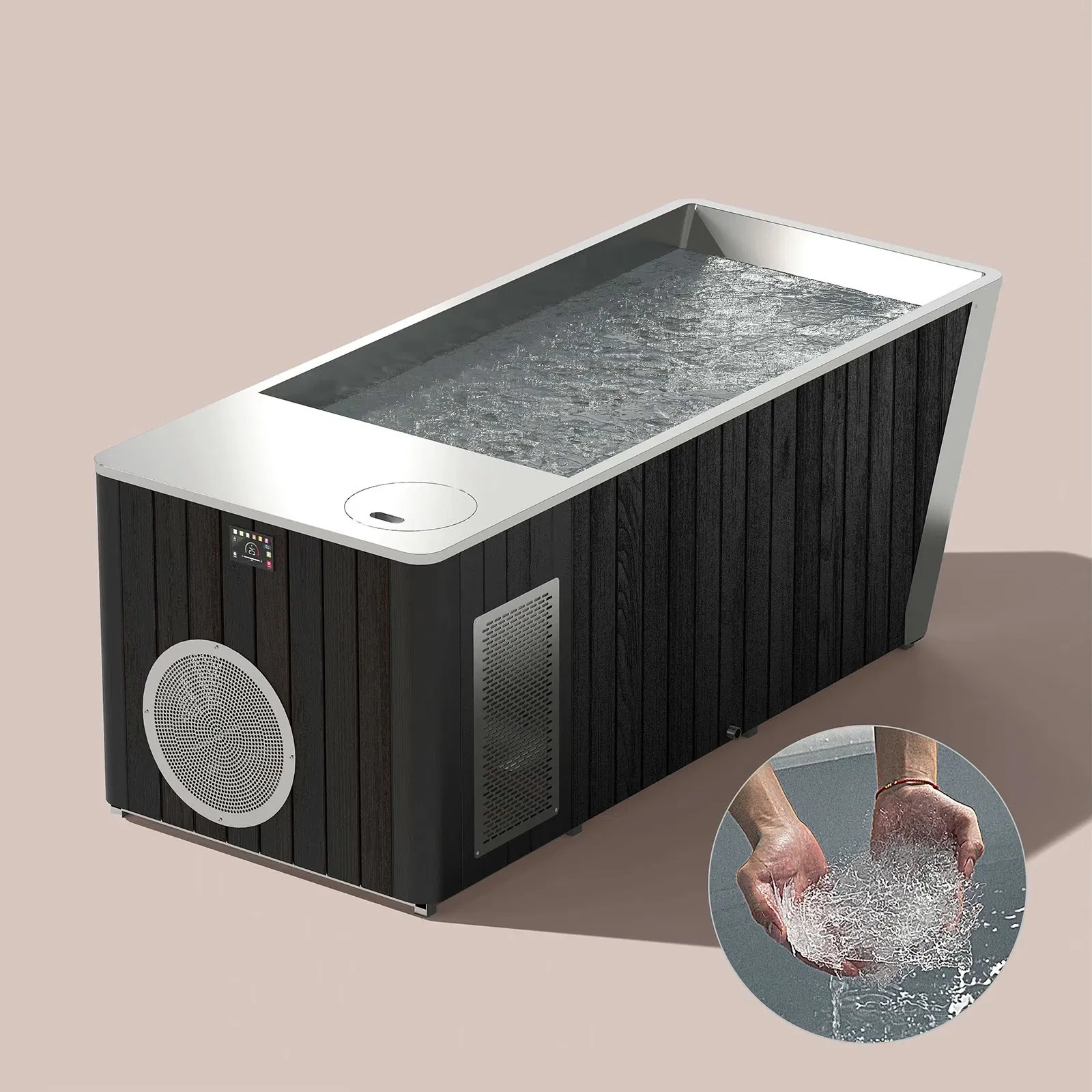 Ice Making Chiller Stainless Steel + Red Cedar Smart Control Ice Bathtub 0°C Rapid Ice Cooling All-in-One Cold Plunge