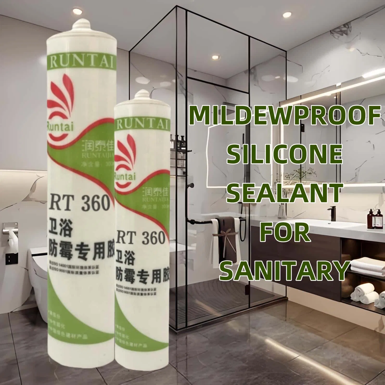 Runtai Professional Mildewproof Waterproof Silicone Sealant for Shower Rooms & Construction