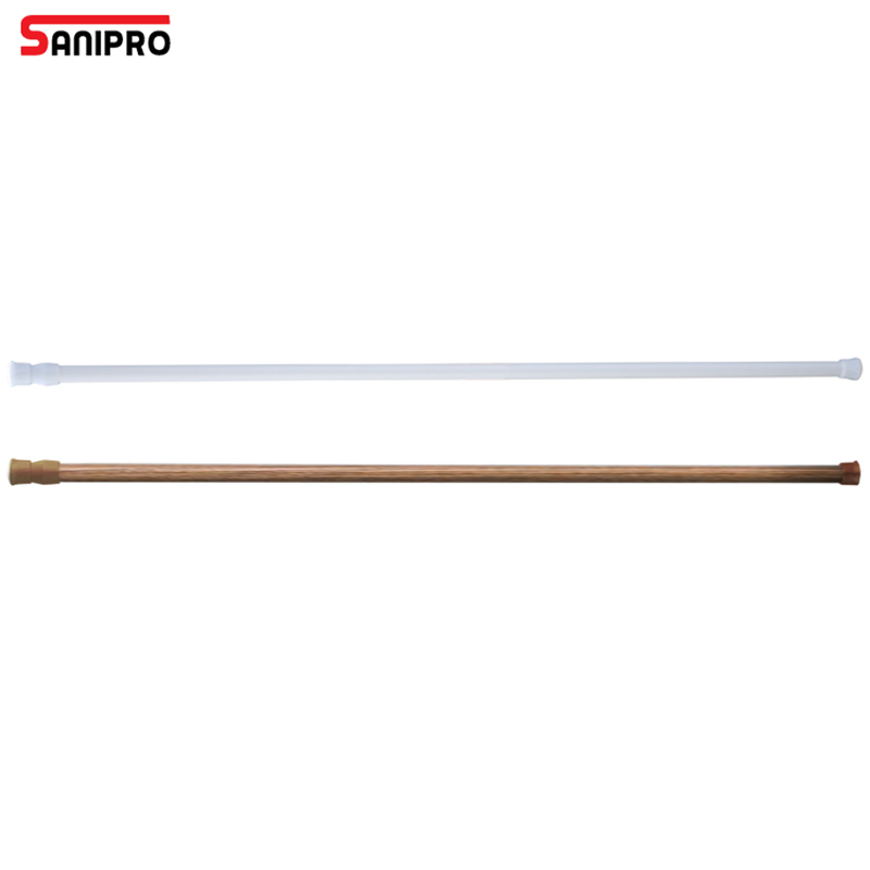 Sanipro No Drilling Spring Rotation Telescopic 10/13mm Slender Rod Cupboard Bar L Shaped Shower Curtain Poles for Bathroom