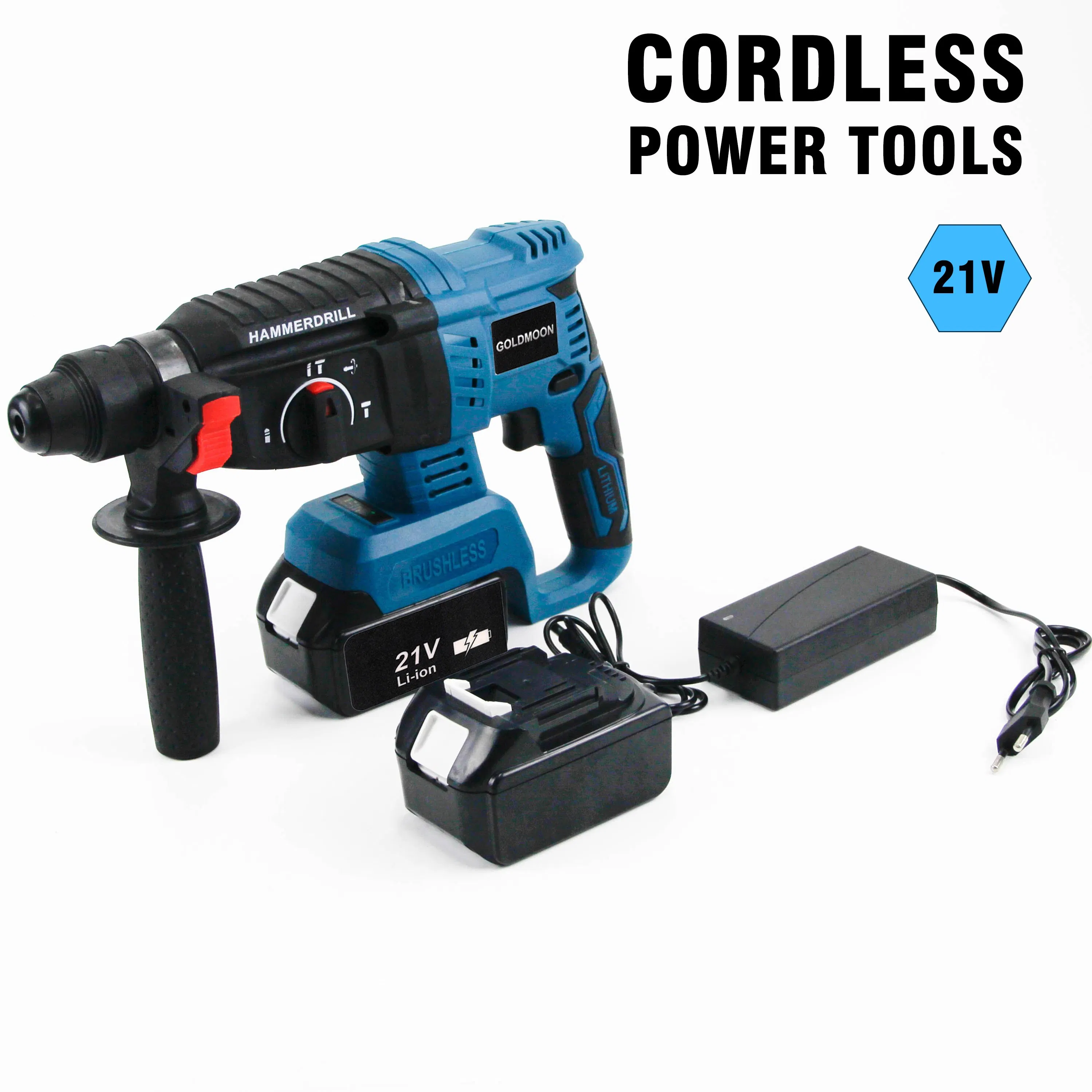 Goldmoon 20V Brushless Impact Hammer Drill Cordless Screwdriver Drill Power Tool