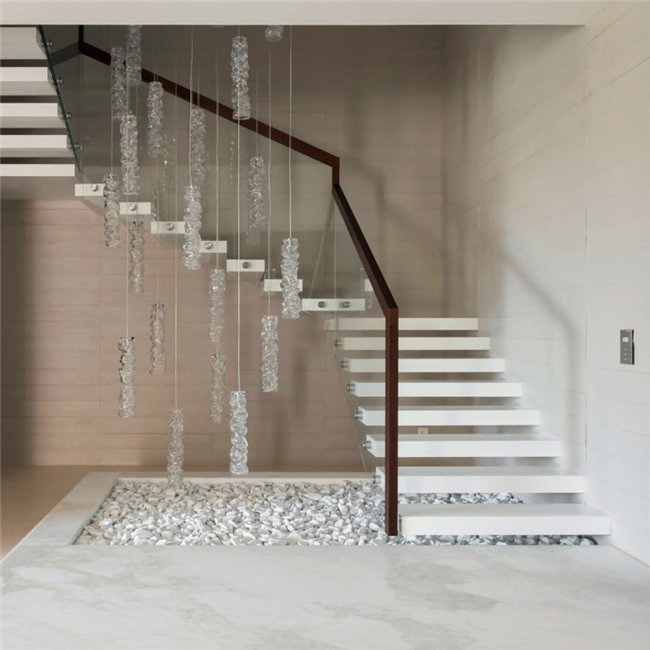 Modern Design House Floating Indoor Stairs Wood Staircase Railing Price