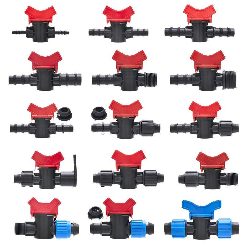 16PE Irrigation Tool Plastic Pipe Ball Valve Through Water Pipe Valve Greenhouse Garden Irrigation Switch Drip Valve