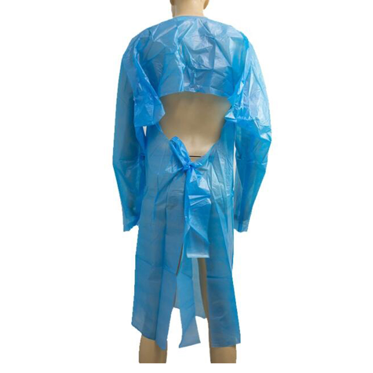 Disposable CPE PE Visiting Gown/Plastic Apron Blue Plastic Non-Surgical CPE Isolation Gown
