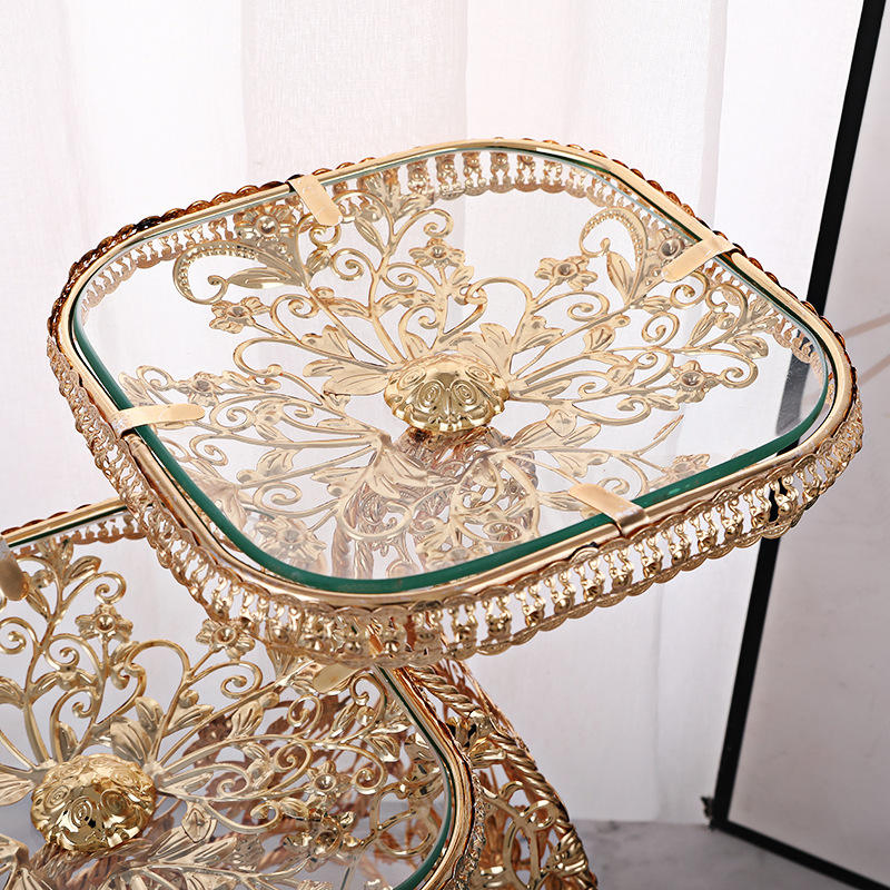 Craftsmanship Carving Fruit Basket 3-Layer Fruit Gold Fruit Basket