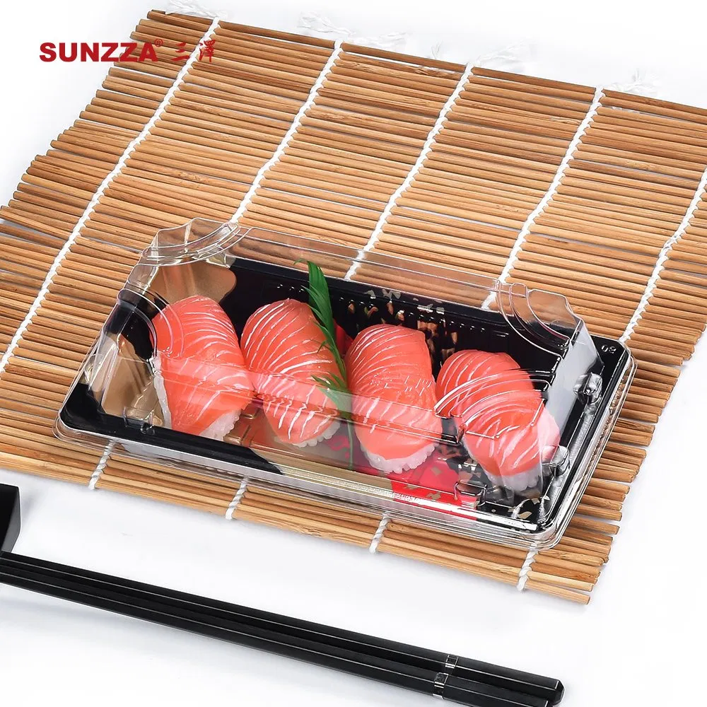 Disposable Degradable Plastic Sushi Box Food Container Cover Tray Packaging for Sushi Eco-Friendly Disposable Tray