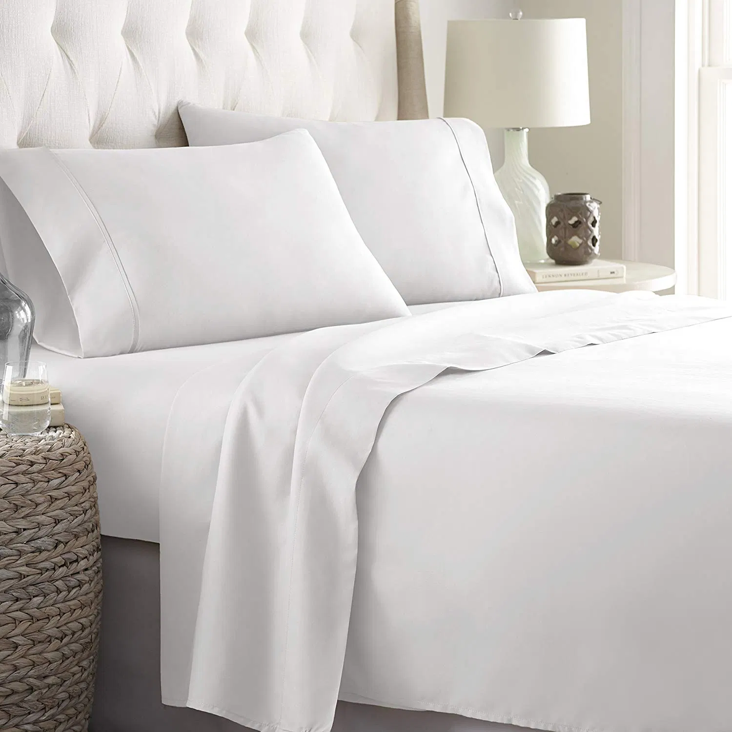 China Manufacturer Plain Luxury Hotel Bed Sheet Set 100% Cotton White Flat Bed Sheet (JRAC054)