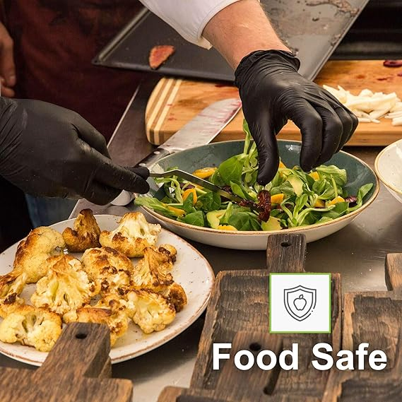 Disposable Nitrile Gloves, Chemical Resistant, Powder-Free, Latex-Free, Non-Sterile, Food Safe, 4 Mil, 100-Count