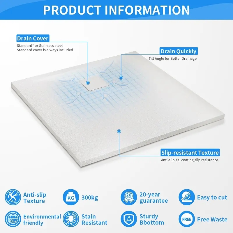 Wholesale Non-Slip Sustainable SMC Fiberglass Bathroom Shower Tray