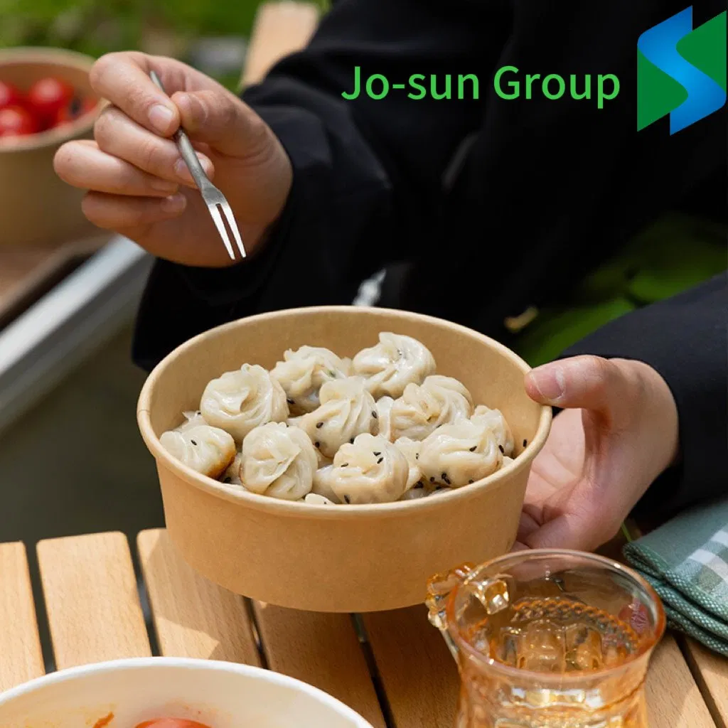 Jo-Sun 100% Eco Friendly Disposable Food Packing Brown Hot Selling Kraft Paper Bowl