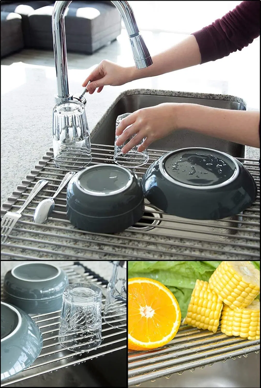 Customizable Sink Rack with Foldable Design and Easy Clean Features