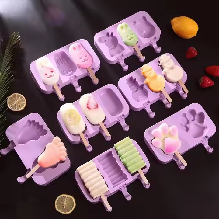 Форма для мороженого и эскимо, 4 ячейки, силикон