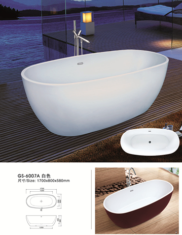 Indoor Acrylic Free Standing Bathtub (6007A)