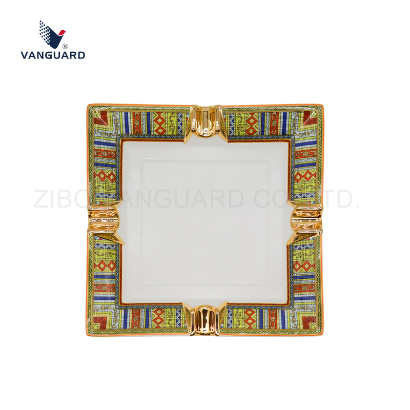 Luxury Porcelain Square Ashtray Custom Logo Ceramic Cigarette Ashtray for Art Collection