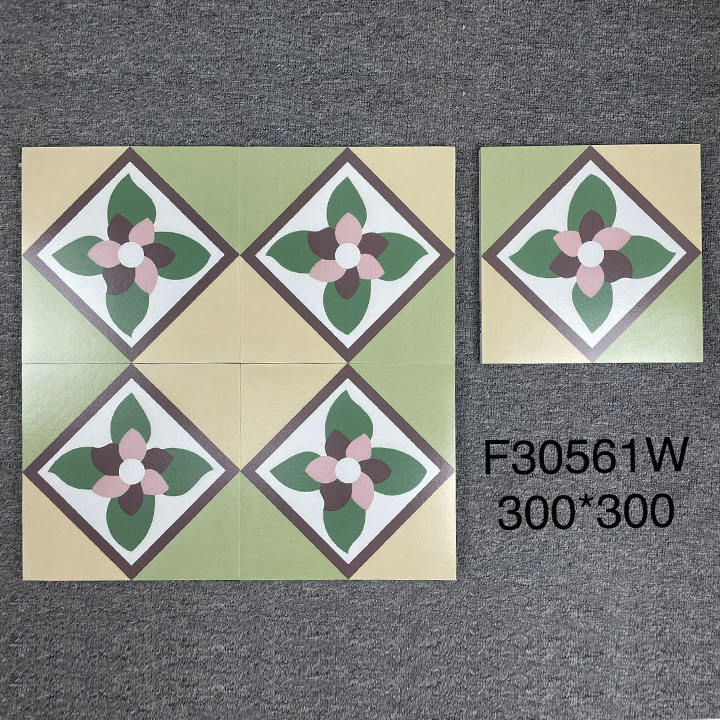 Art Green Craft with Flowers Shower Tiles Bathroom Floor and Wall Tile