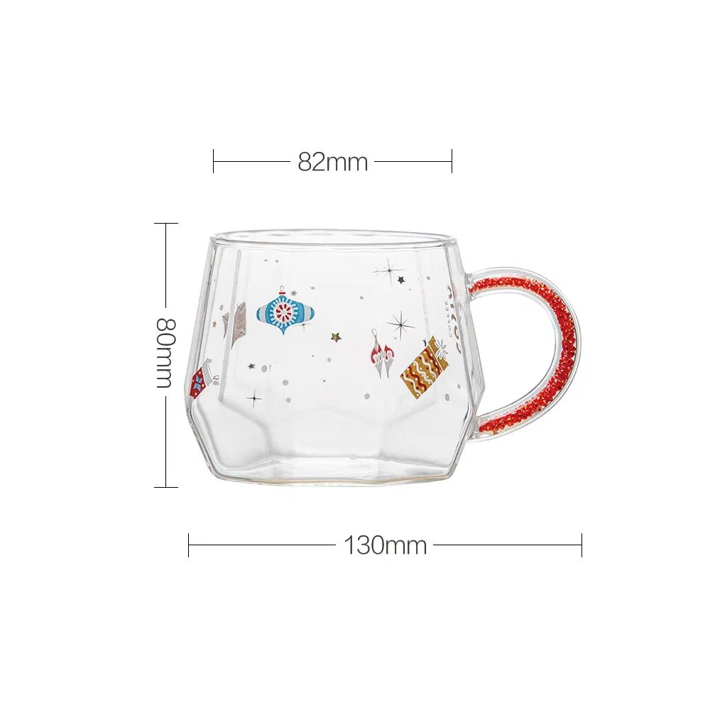 Double Wall Glass Cup, Coffee, Tea for Birthday Present, 250ml/8.4oz