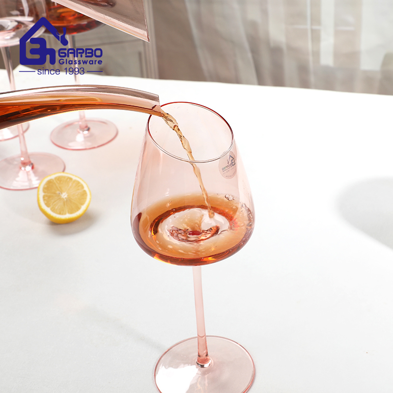 Handmade Customized Spraying Colored Pink Blue Red Wine Decanter Set Wedding Party Gift Online Shop for Hotel Use