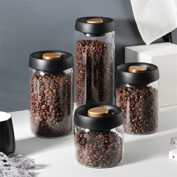Vacuumized Glass Sealed Jar, Transparent High Borosilicate Glass Storage Jar, Coffee Bean Storage Tank Storage Jar