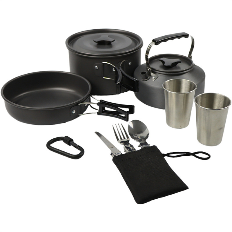 Pot Set Outdoor Portable Boiling Pot 2-3 Person Outdoor Camping Cookware Set