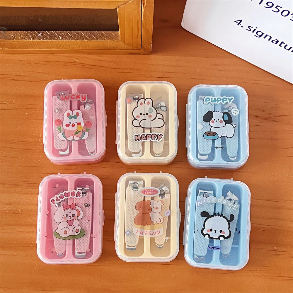 Girls Cute Cartoon Nail Scissors Two-Piece Nail Clippers Set