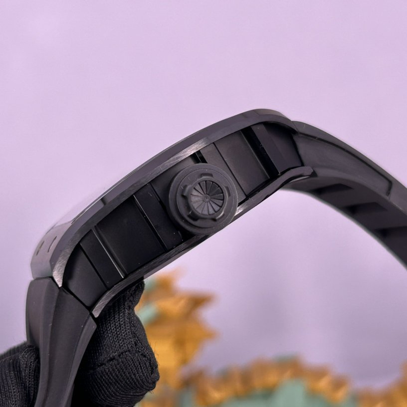 RM52-01 Luxury Skull Skeleton Watch Black Tonneau Case Mechanical Design