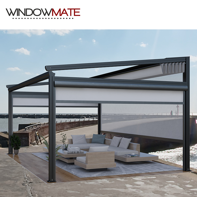 Outdoor Furniture Awning Canopy Aluminum Retractable Garden PVC Fabric Canopies Pergola Awning