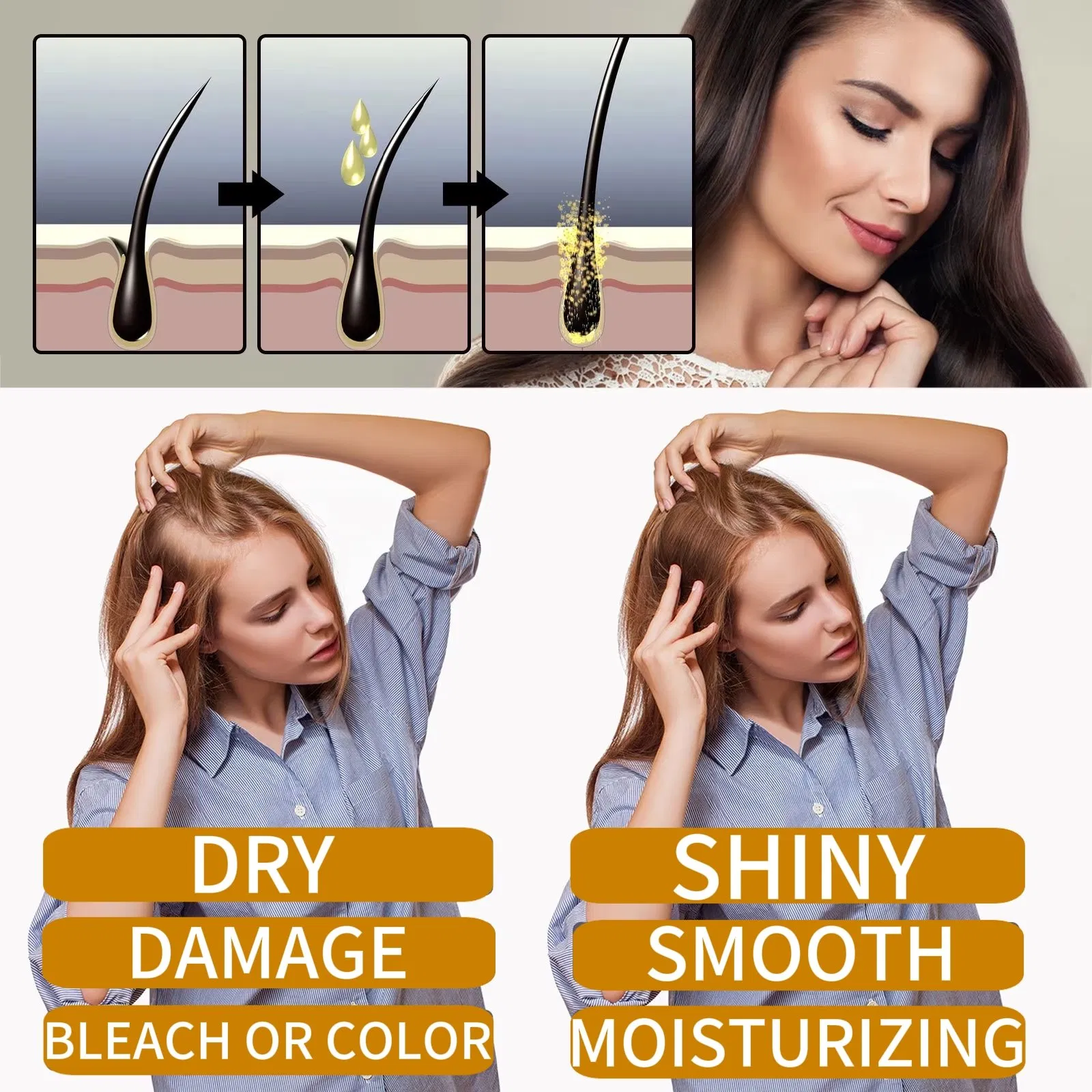 OEM Private Label Nourishing Scalp Hair Care Essence Extract Strengthening Repair Anti-Break Hair Growth Oil Serum for All Types Hair