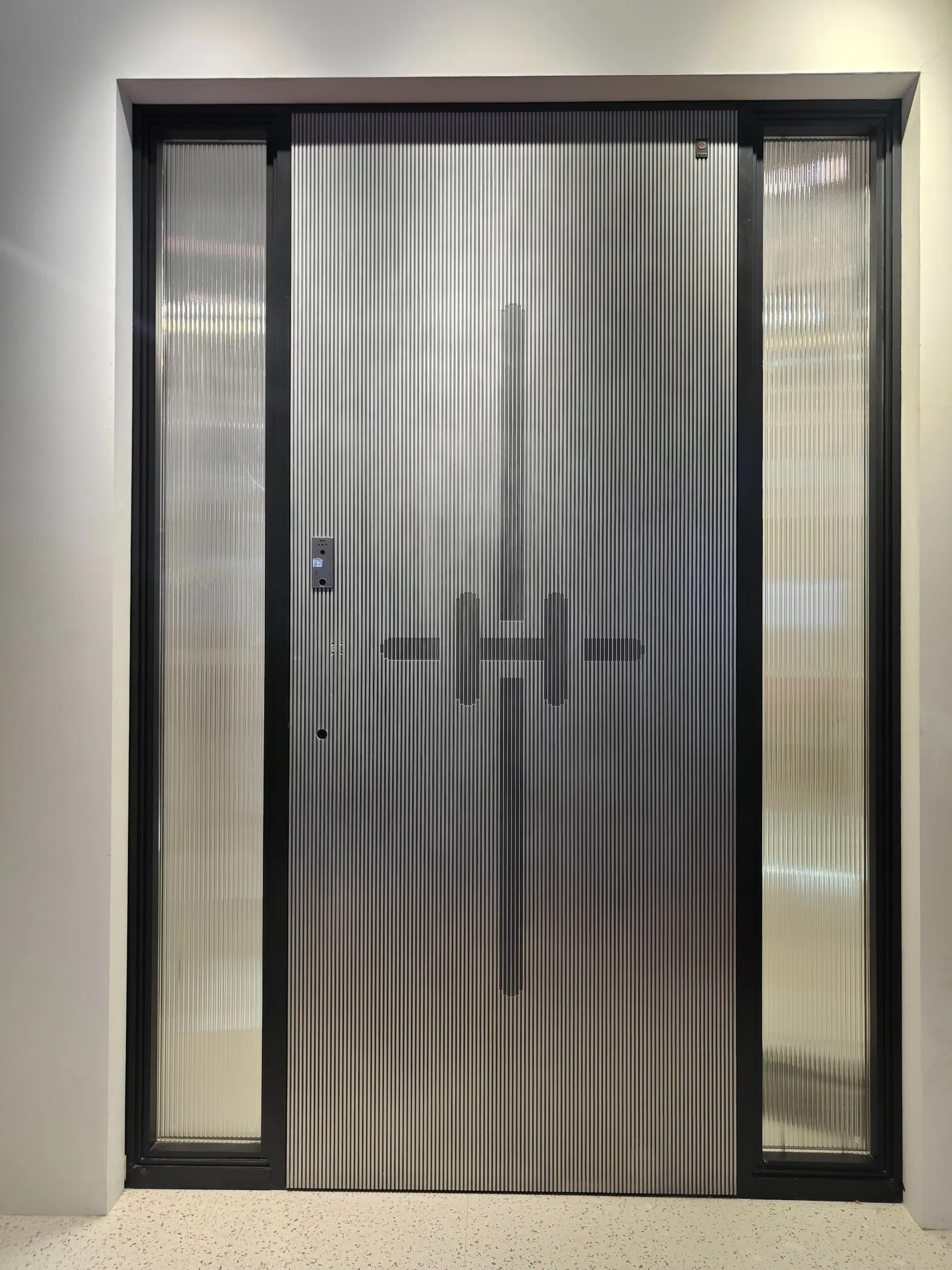 Elegant Front with Gold Tinted Glass Design Entrance Door