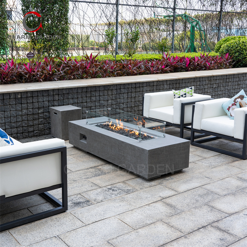Backyard Heater Luxury Furniture Concrete Rectangle Fire Pit Table