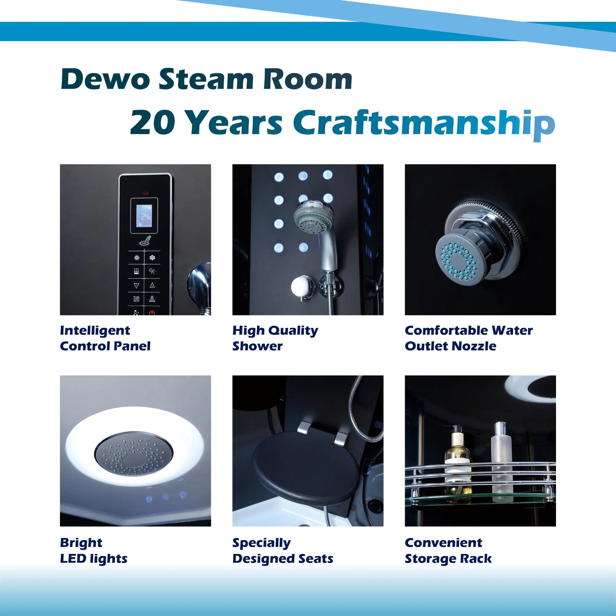 Dewo High-End Luxury Fan-Shaped Steam Shower Room for Villa&Senior Club (QQ7702)