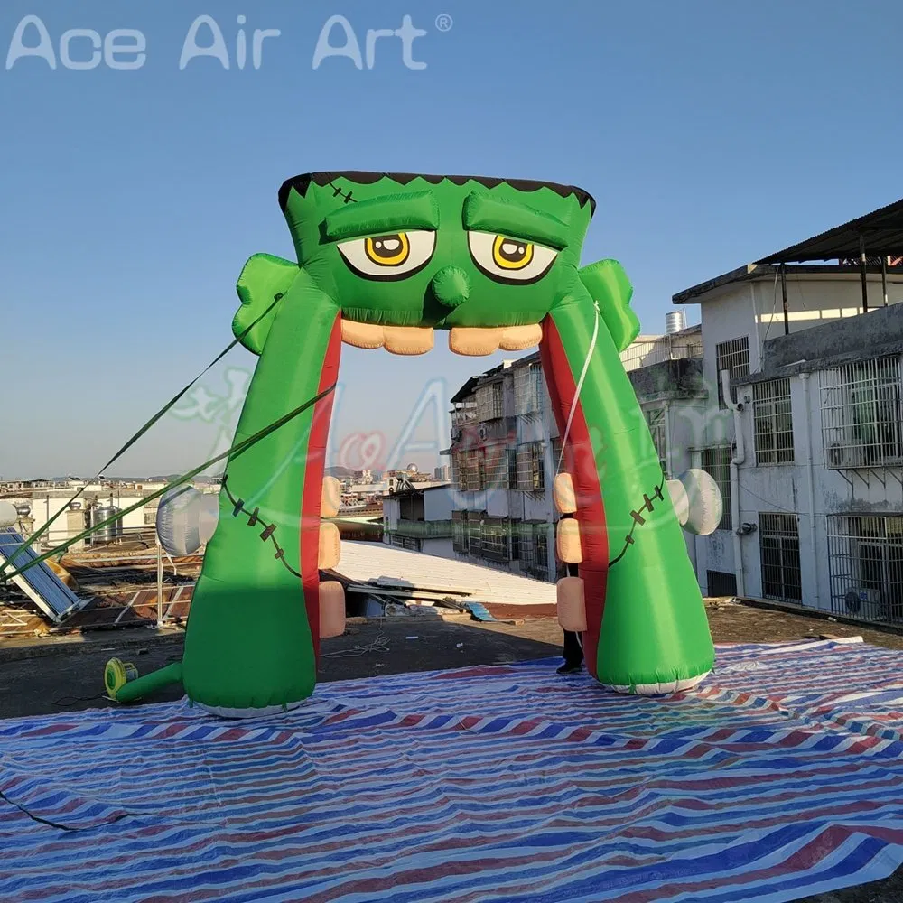 4X4mh Halloween Themed Inflatable Monster Archway with LED Lights for Outdoor Party Decorations