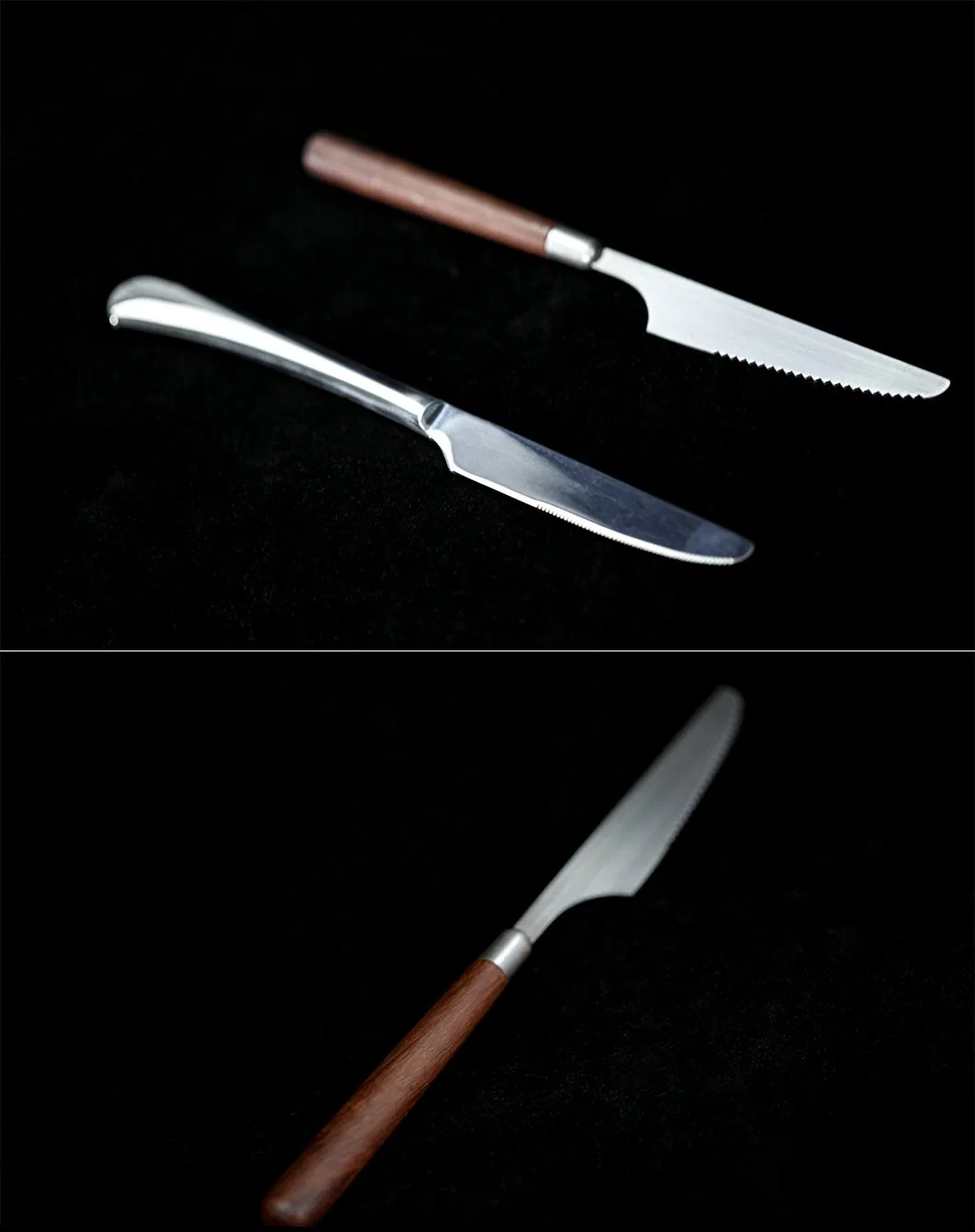 Hot Sale Stainless Steel Cutlery Walnut Wood Handle Flatware High Quality Modern Dinner Utensils Stainless Steel Knife