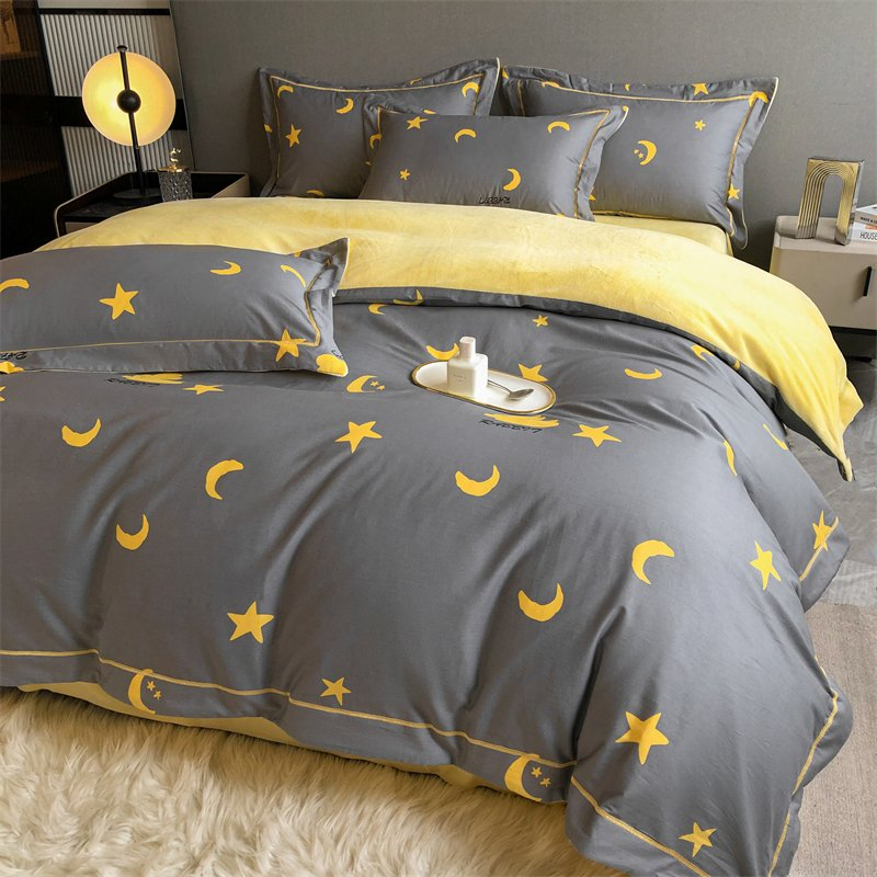Bedding Milk Fiber Quilt Cover Cotton Bed Linen Sheet Comforter Set