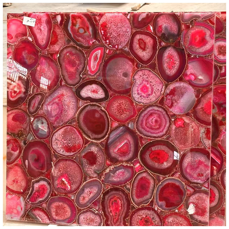 Semi-Precious Red Agate Gemstone Backlit Floor and Wall Tiles