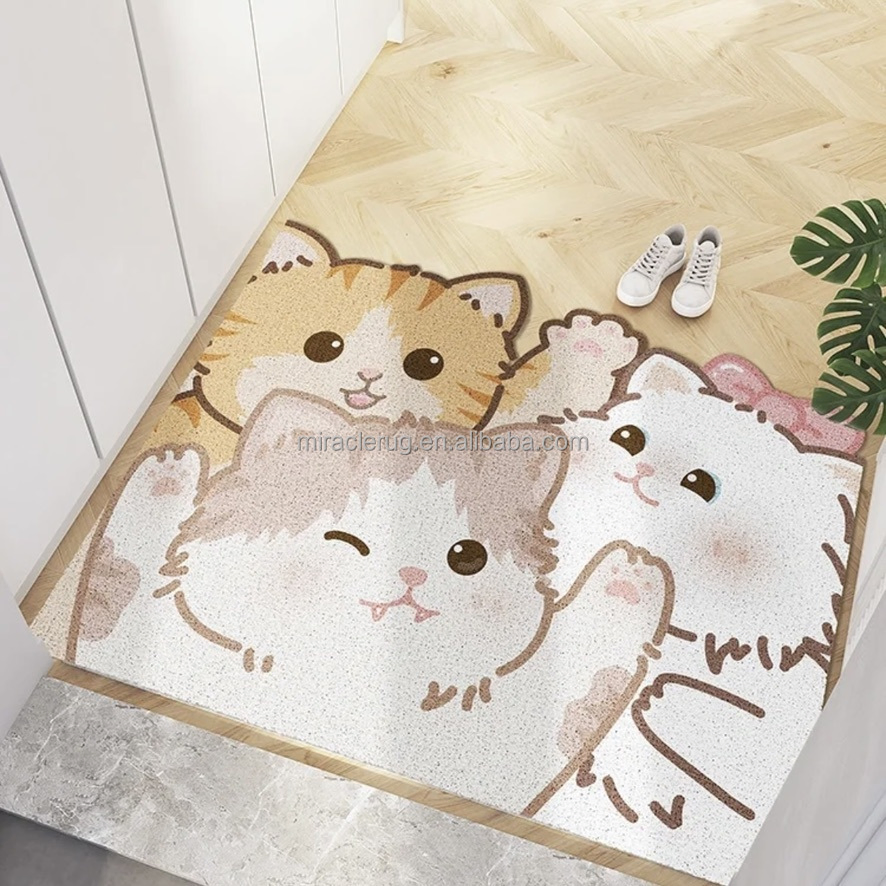 Solid Color PVC Welcome Doormat Door Mats Cushion Commercial Logo Flooring Standing 3G Anti-Slip Area Rug Gripper Mat