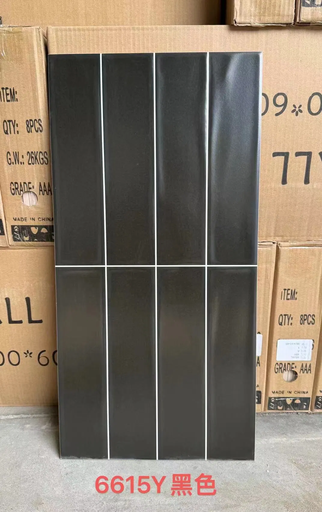 European Minimalist Style Interior Wall Tiles with Long Stripe-Shaped Textures 300*600 Size