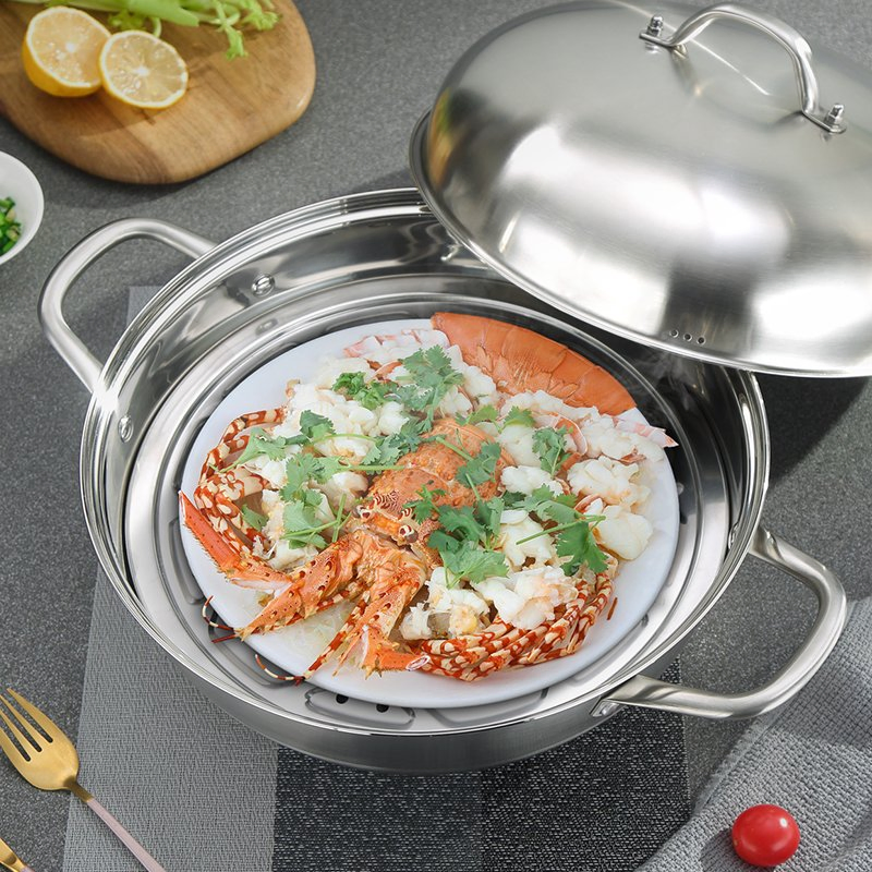 Food Grade Stainless Steel Non-Stick Easy Cleaning Multifunction Steamer Pot 34cm