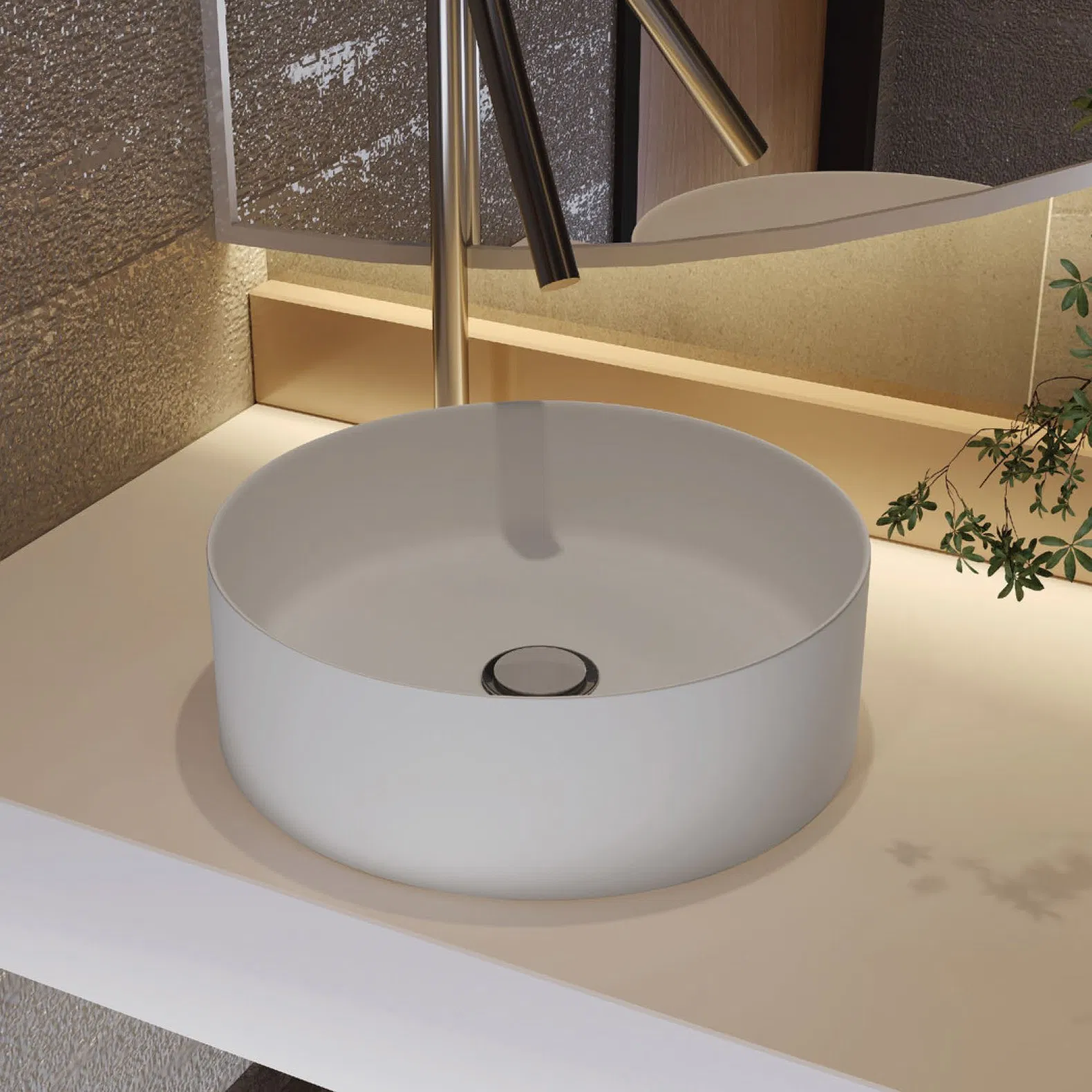 Круглая керамическая раковина из искусственного камня