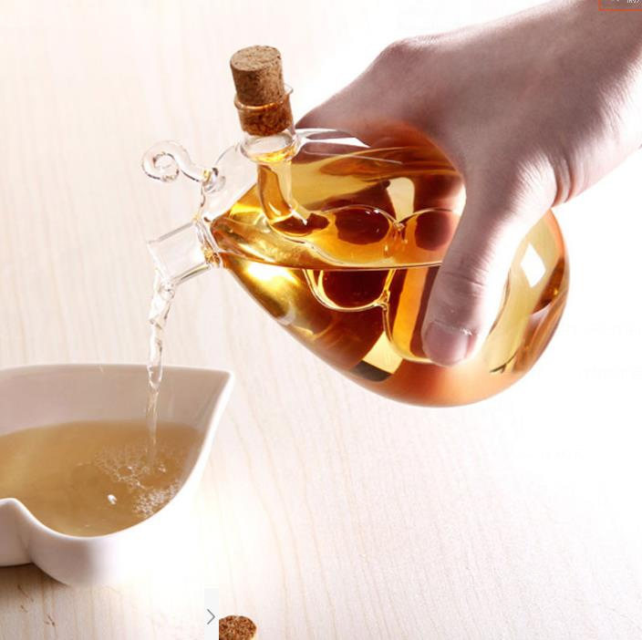 Kitchen Glassware Supply 2-Outlet Round Borosilicate Glass Olive Oil Jar Vinegar Bottle Pot Kitchen Sauce Dispenser