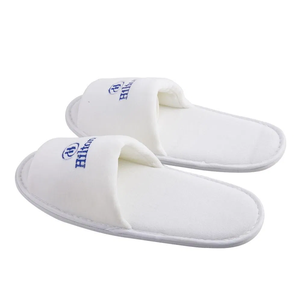 Wholesale Guest Slippers White Velour Hotel Slipper