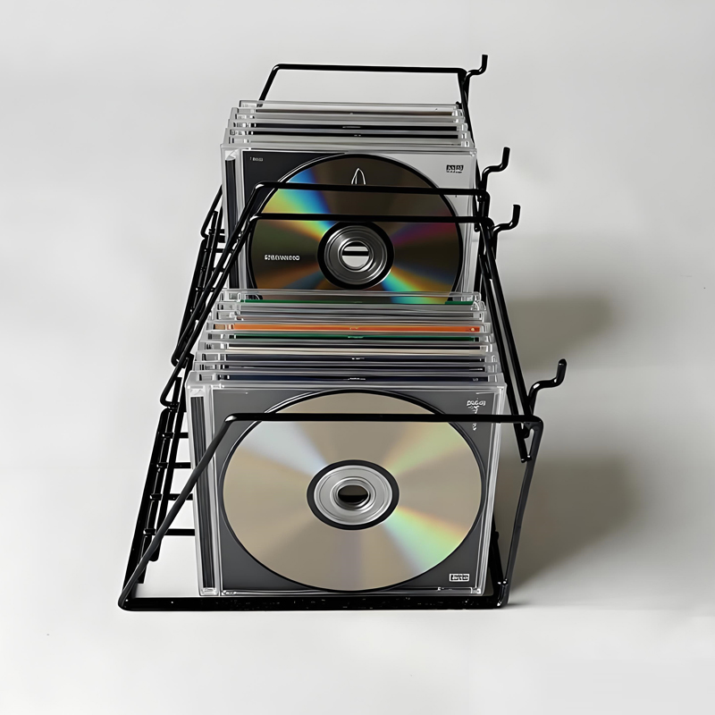 Modern Matte Black Metal Wire CD Storage Stand, Store Desk Shelf, Supermarket Display Wire Rack